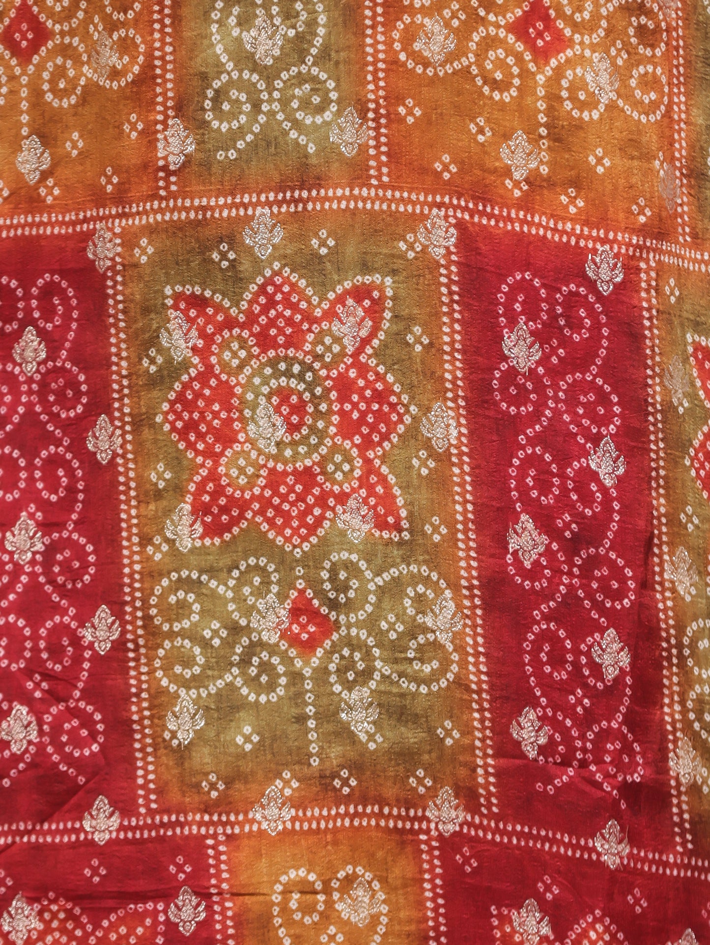 Zari Multi Coloured Bandhani Viscose Jacquard Straight Kurta