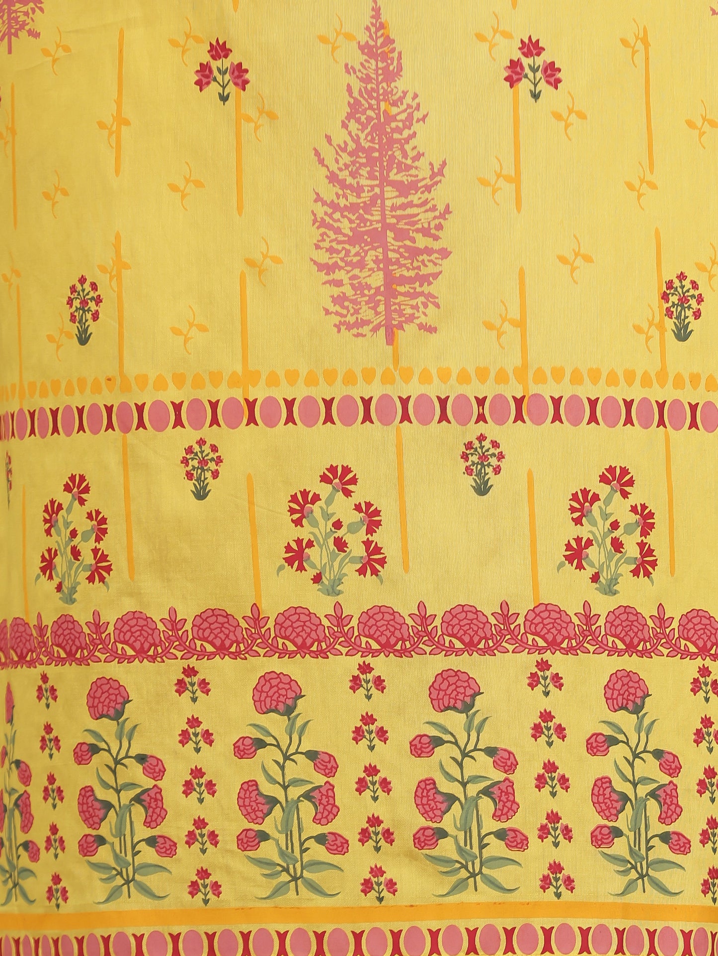 Yellow Border print Chanderi Straight Kurta