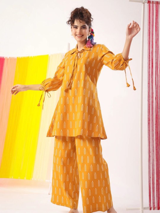 Jade & Julie Printed Pure Cotton Top & Trousers Co-Ords