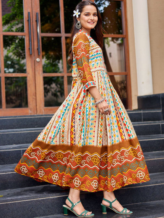HERE&NOW Women Printed Ethnic Dress