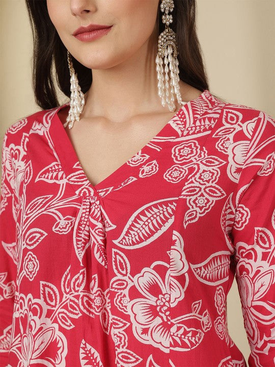 Printed Pure Cotton Tunic With palazzos Co-Ords