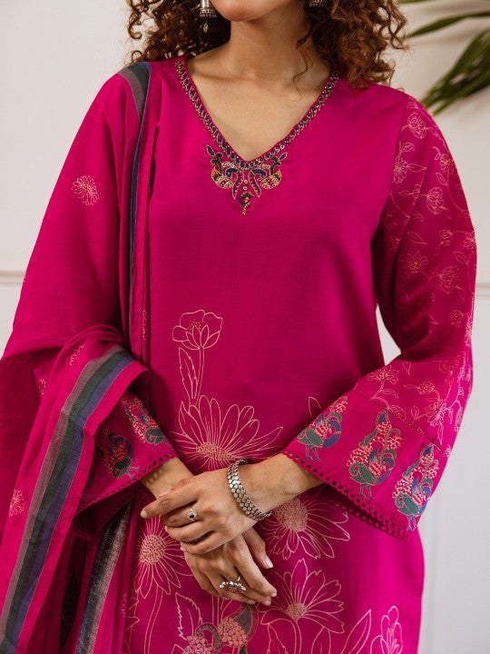AUTUMN LANE Women Kabool Raspberry Suit Set