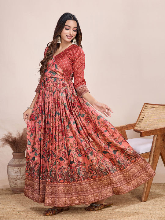 Tasarika Printed V-Neck Maxi Ethnic Dress