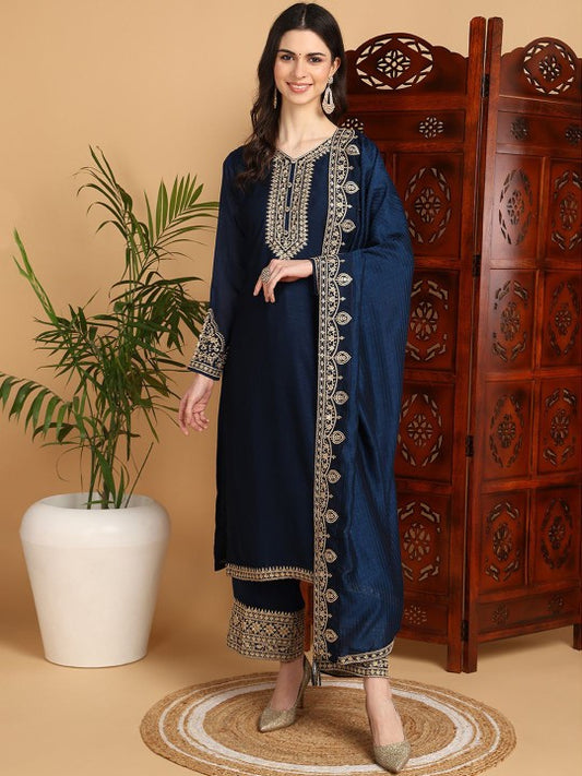 House of Pataudi Embroidered Straight Kurta