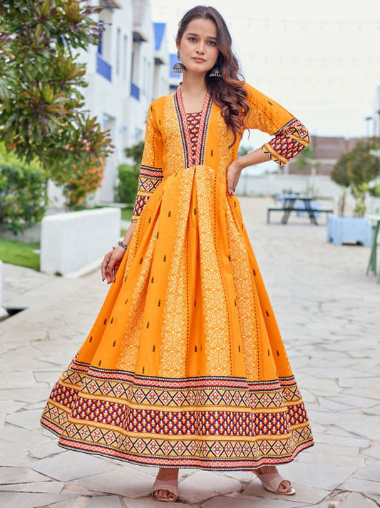 Floral Printed V-Neck Fit And Flare Dresses
