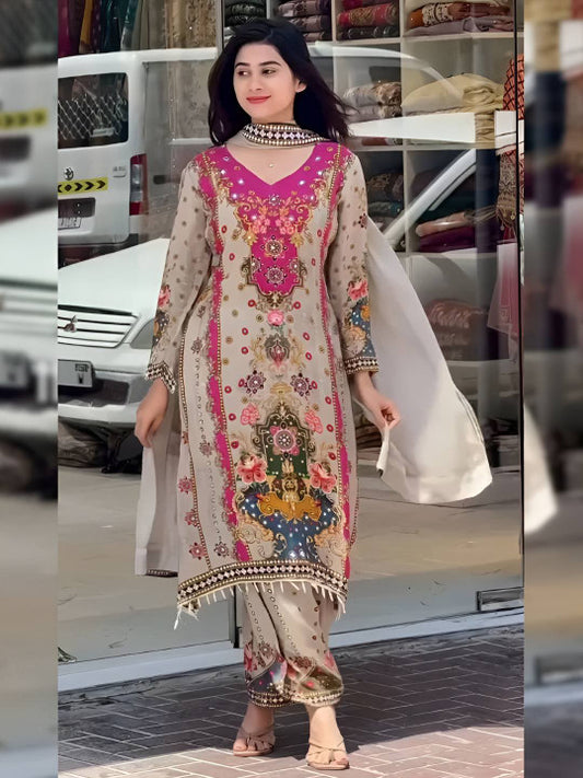 BAESD Women Ethnic Motifs Printed Kurta with Palazzos & Dupatta