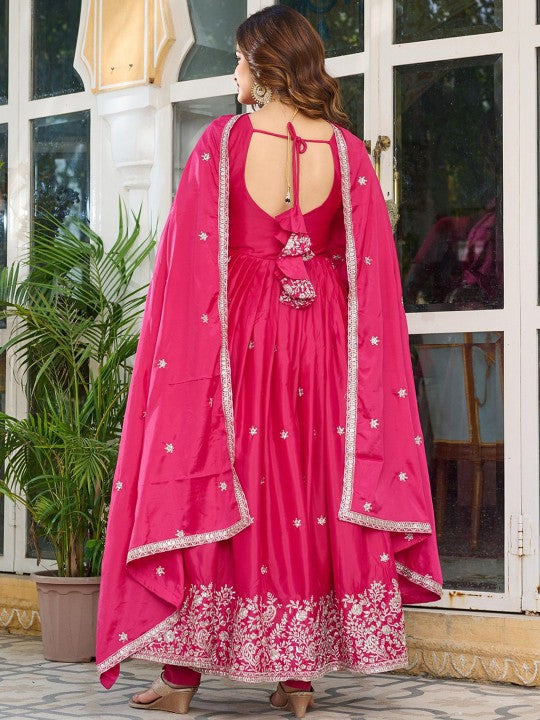 DIVASTRI Women Ethnic Motifs Embroidered Anarkali Pleated Kurta