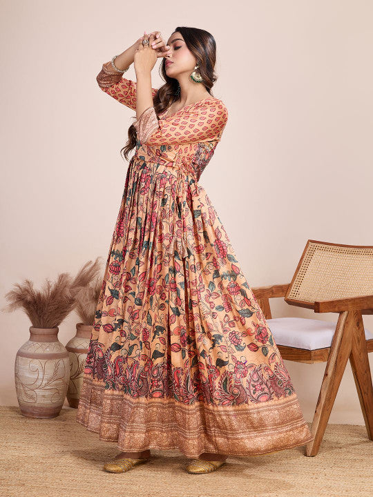 Tasarika Printed V-Neck Maxi Ethnic Dress