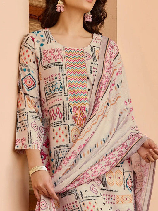 VARNI FABRICS Women Ethnic Motifs Printed Kurta with Trousers & Dupatta