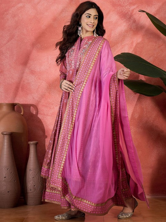 Printed & Embroidered Anarkali Kurta