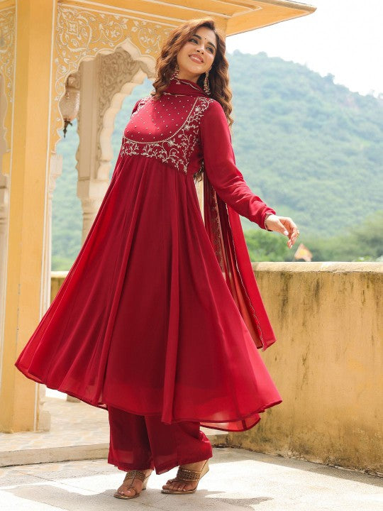 Floral Embroidered Georgette Anarkali Kurta