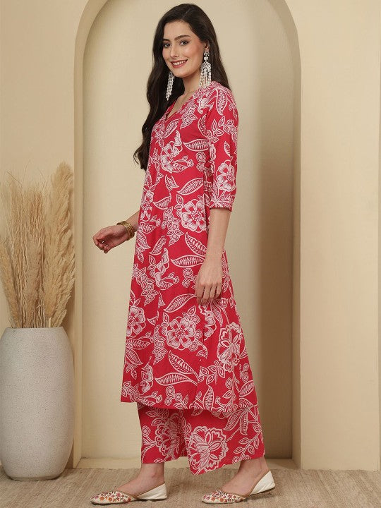 Printed Pure Cotton Tunic With palazzos Co-Ords