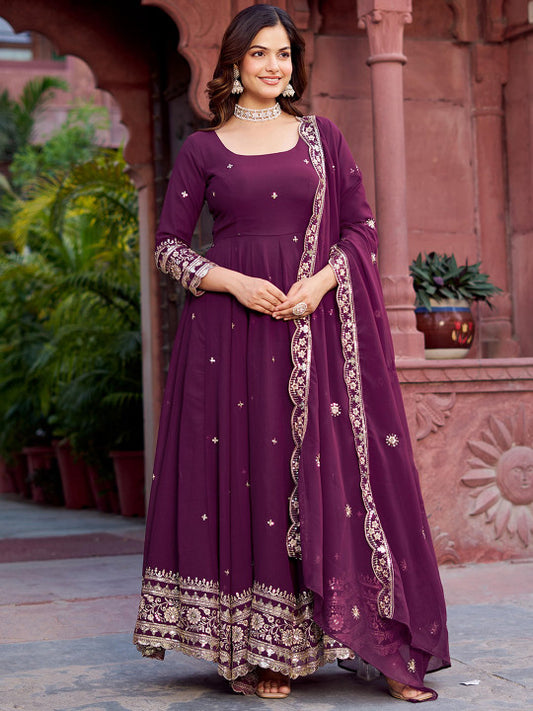 all about you Women Ethnic Motifs Embroidered Anarkali Kurta with Trousers & Dupatta