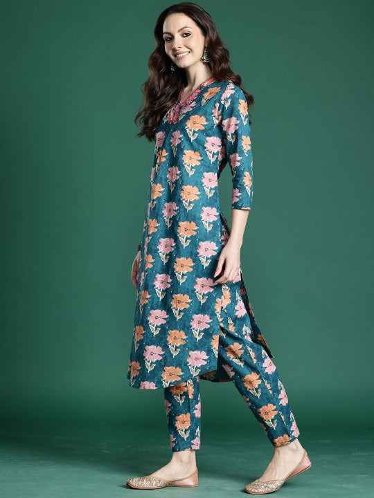 Indo Era Printed Pure Cotton Tunic & Trouser Co-Ords